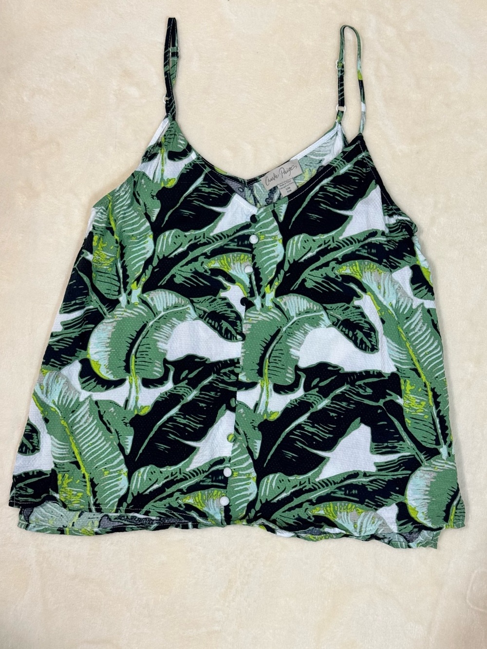 Charlie Paige Tropical Palm Print Cami Tank Top